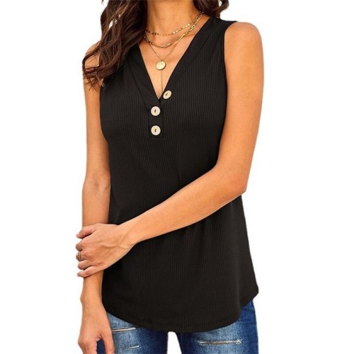 Women V-neck Pullovers Sexy Solid Casual Tank & Camis