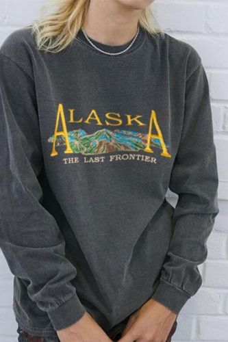 2021 Hoodies Fashion Alaska Print Sweatshirts O-neck Long Sleeve Sweatshirt Autumn Clothes Women Vintage Thiin Pullovers Clothes