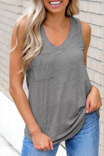 Summer Women's Solid V-neck Casual Tank Top