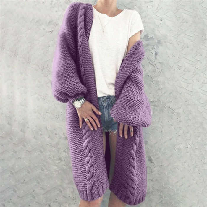 Women Hot Warm Knitted Long Cardigan Coat