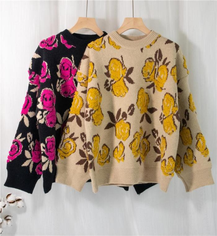 Make the spot! Ms. Qiu dong rose sweater coat sweater sets loose long-sleeved languid is lazy wind upset