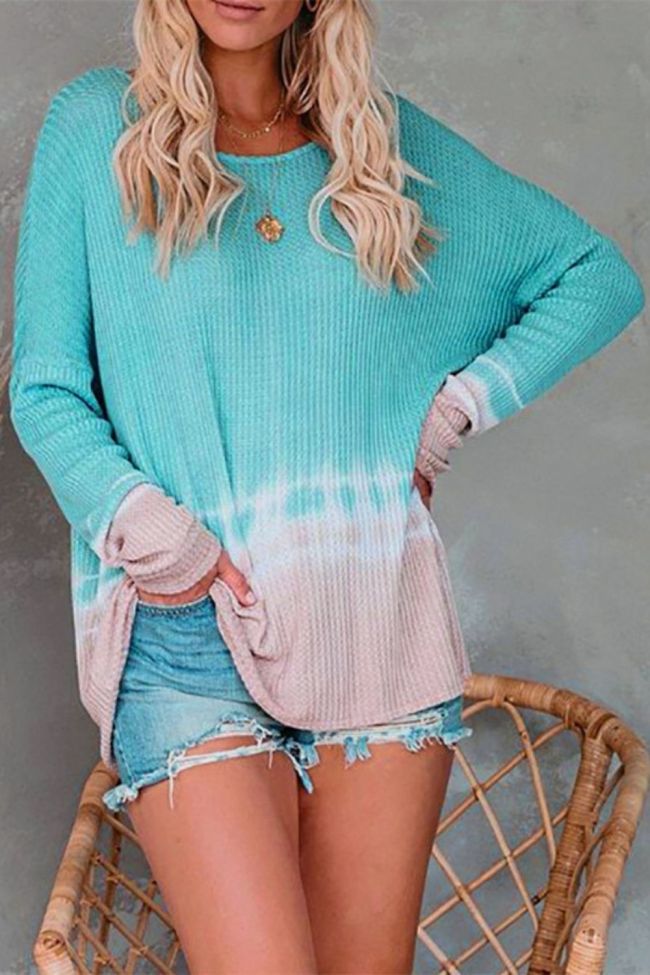 Sexy Slash Neck Tie Dye Printed Asymmetrical Knitted Sweater Tops Casual Loose Pullover Tops Oversized S-3XL WDC6034