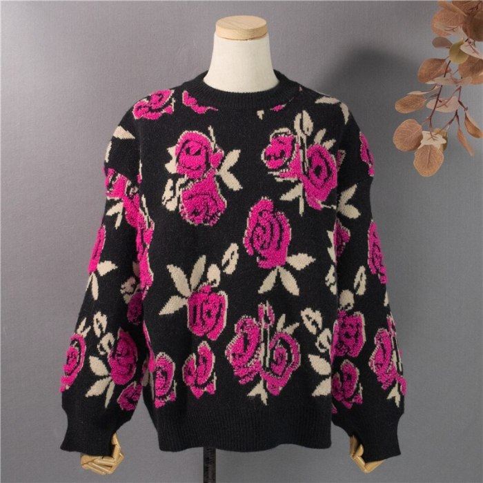 Make the spot! Ms. Qiu dong rose sweater coat sweater sets loose long-sleeved languid is lazy wind upset