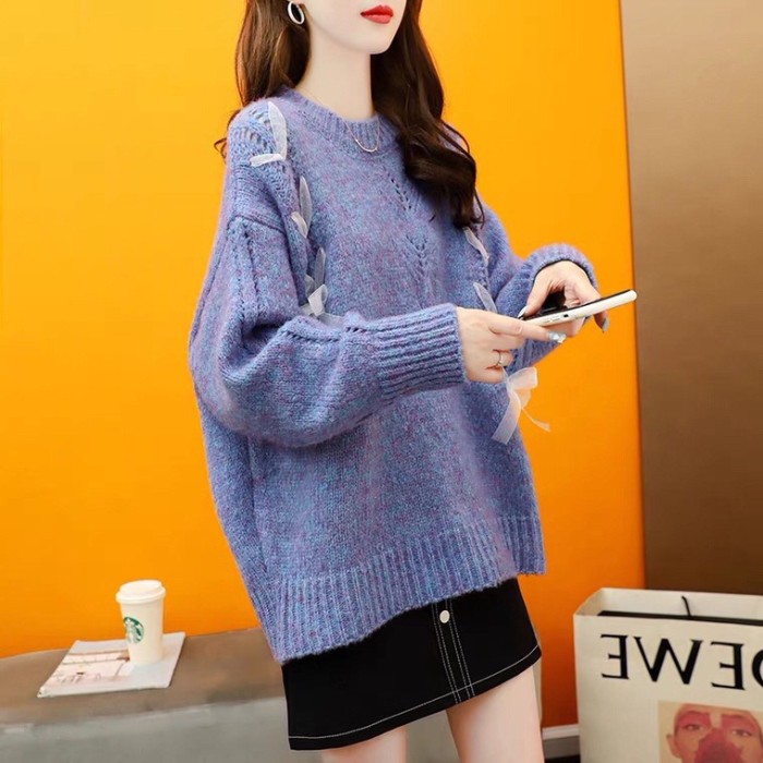 Loose Lazy Style Pullover Sweater Women'S Autumn And Winter 2021 New Korean Version Of The Age-Reducing Design Sense Wearing Knitted Top