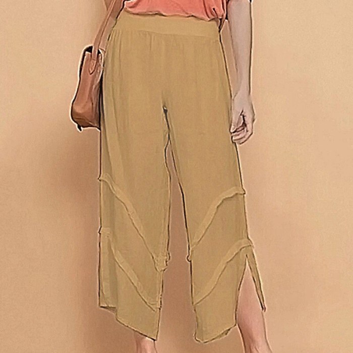 Summer High Waist Solid Color Pants  Fashion Loose Casual Pants Ruffled Thin Pocket Trousers Women's clothing S-2X