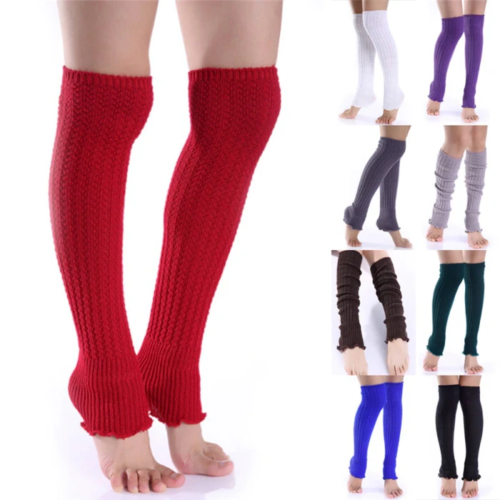 1 Pair Woman Leg Warmers Long Stockings Popular Hemp Flowers Knitting Step Foot Winter Warm Stocking Fashion
