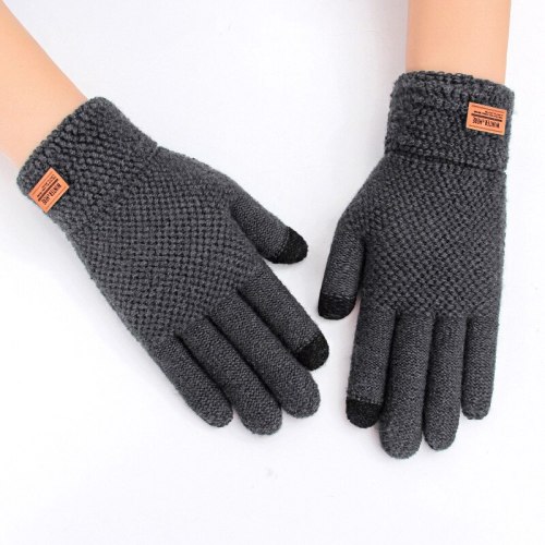 Autumn Winter Full Finger Warm Mittens Fashion Solid Color Touch Screen Wrist Gloves Unisex Wool Knitted Outdoor Riding Gloves