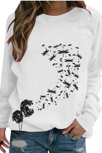 Women'S Cold Sweaters Sweat-Shirts Fashion Round Neck Long Sleeve Print T-Shirts  Blouse Tops Sweatshirt Women Vintage Toppies
