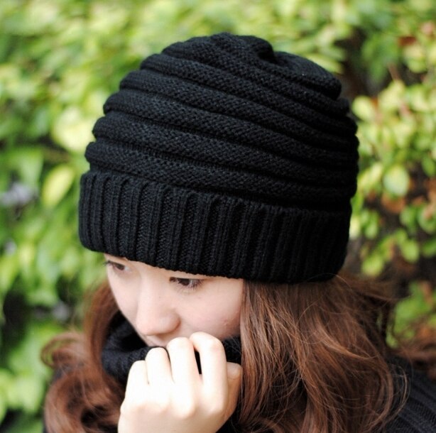 Men's and Women's Hats Autumn and Winter Outdoor Korean Style Flanging Leisure All-match Knitted Hat Woolen Hat
