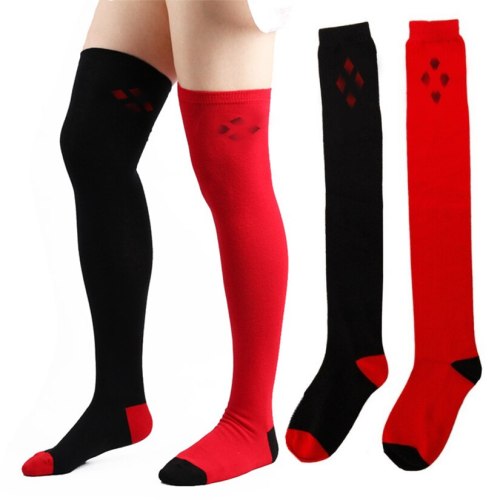 Fashion Comic Over The Knee High Socks Girl Cotton Black And Red   Woman Clothing Stockings Halloween Cosplay Novelty Long Socks