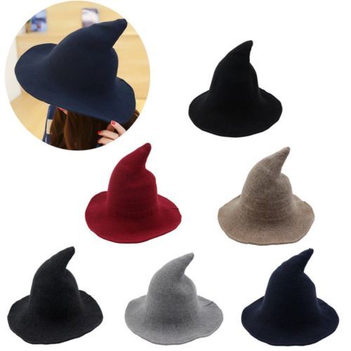 2021 New Modern Halloween Witch Hat Woolen Girl Lady Made From Fashionable Sheep Wool Halloween Party Lady Girl Witch Hat