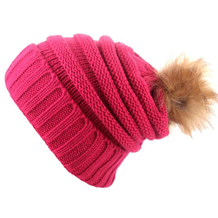 Winter Knitted Hat Thick Soft Warm Baggy Crochet Caps Men Women Wool Knit Ski Beanie Skull Slouchy Pompom Hat