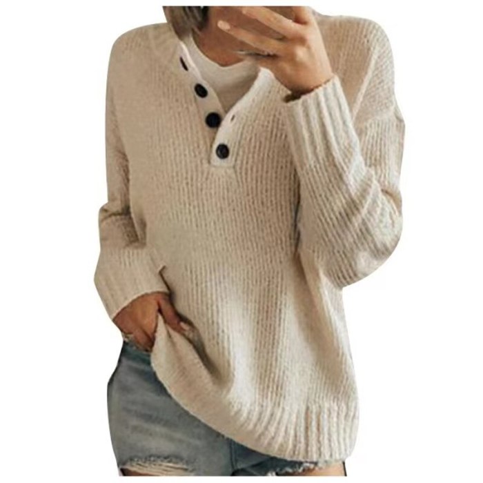 Ladies Sweaters Spring Tops Button V-Neck Long Sleeves Women Clothing Office Lady Sexy Solid Soft Cozy Casual Pullovers Female