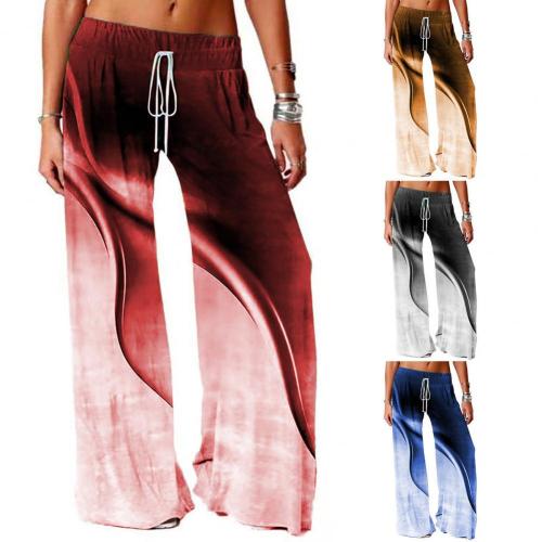 Women Fashion Yoga Sports Pants Casual Gradient Wide-leg Pants Floor Length Soft Printed Trousers for Outdoor