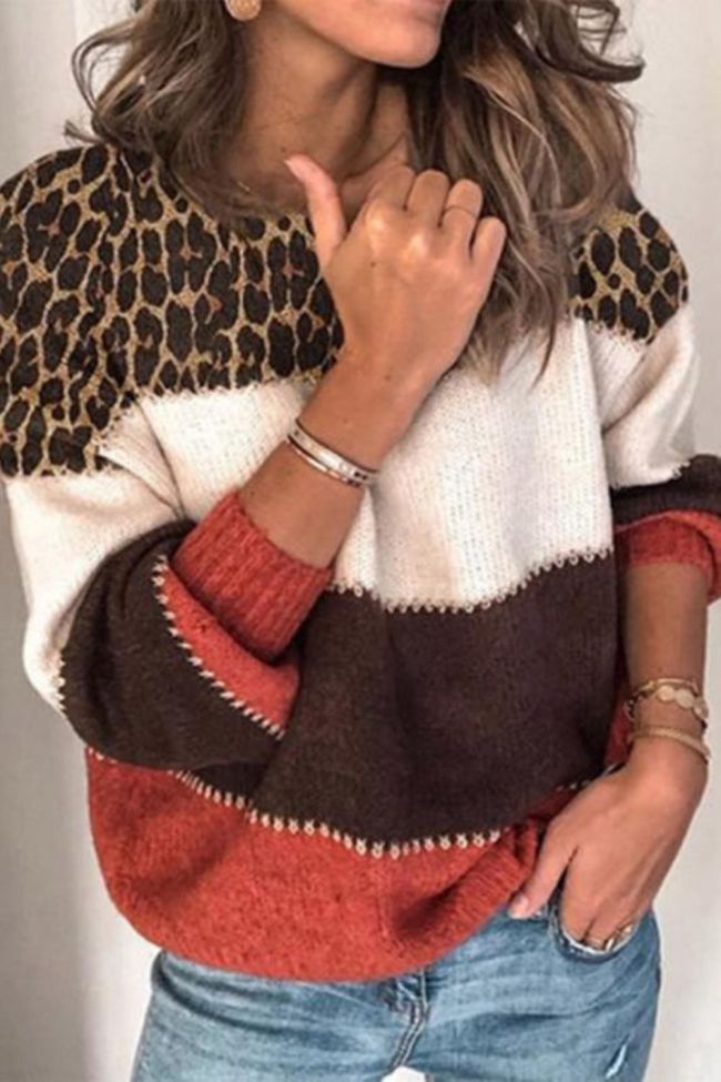 Plus Size Womens Sweaters Loose Autumn Winter Leopard Sweater Women Pullover High Quality Knitted Oversized Sweater Jumper