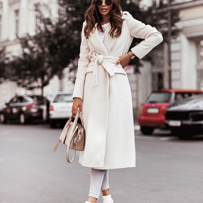 Women Loose Blend Wool Long Overcoat Elegant Lady Fashion Street Tops Cardigan Jacket Autumn Long Sleeve Belted Winter Outerwear