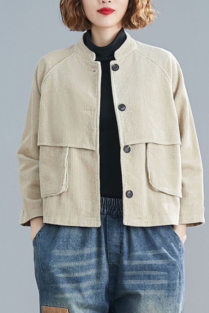 Women Bomber Jacket Coat Big Size Corduroy Thick 2021 Autumn Winter Vintage Female Outerwear Loose Long Sleeve Clothes