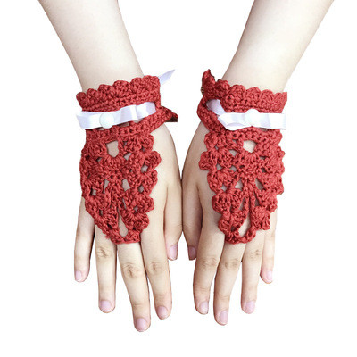 Autumn New Style Women'S Retro Handmade Crochet Knitted Gloves, Decorative Apparel Gloves