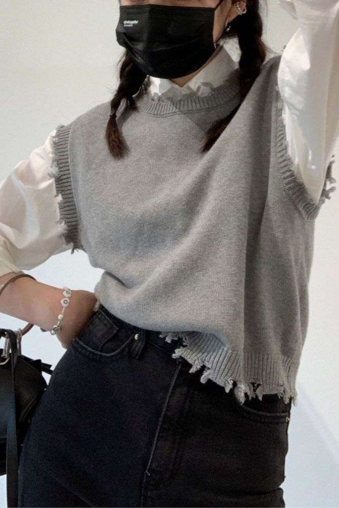 Tassel O-neck Vintage Knitted Sweater Vest