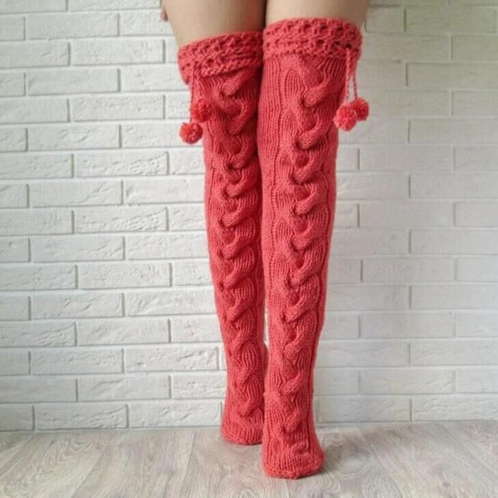 Sexy Black Thigh High Over The Knee Socks 2020 Fashion Women's Long Knitted Stockings For Girls Ladies Women Winter Knit Socks