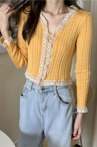 Women Knitted Vintage Lace Cardigan