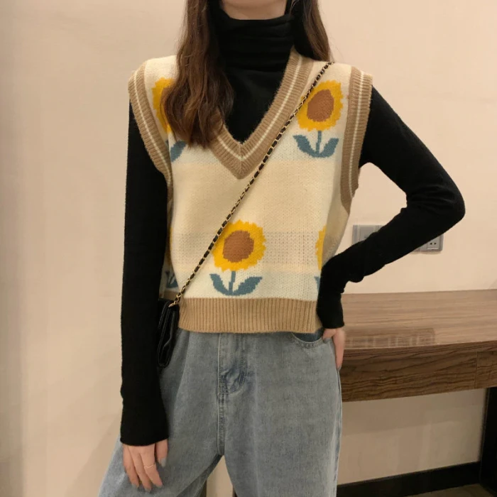 Woman Retro Knitting Sweater Vest