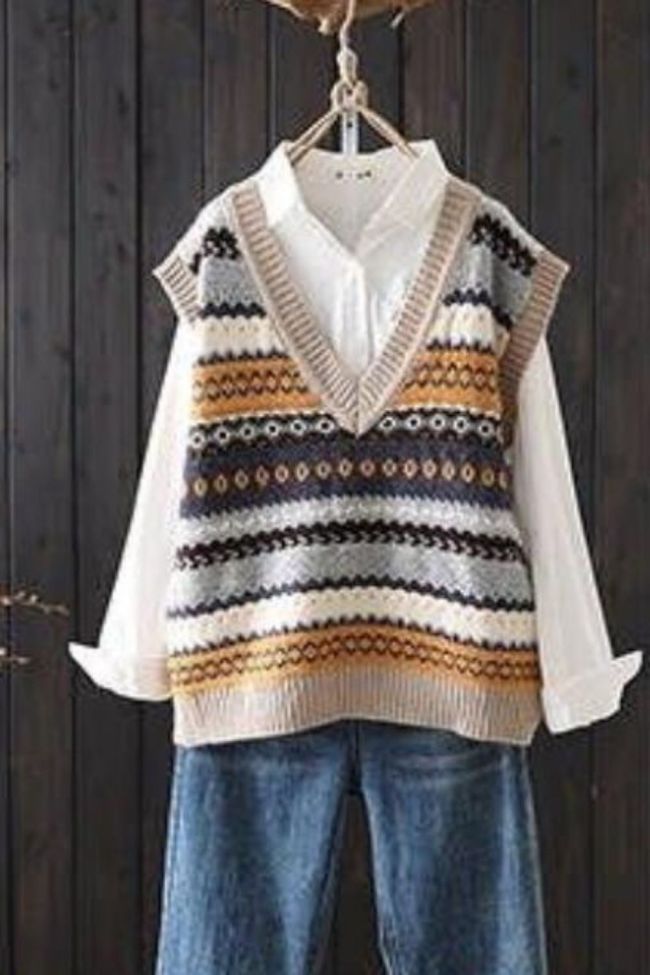 Women's Embroidered Vest Retro Loose Casual Knitted