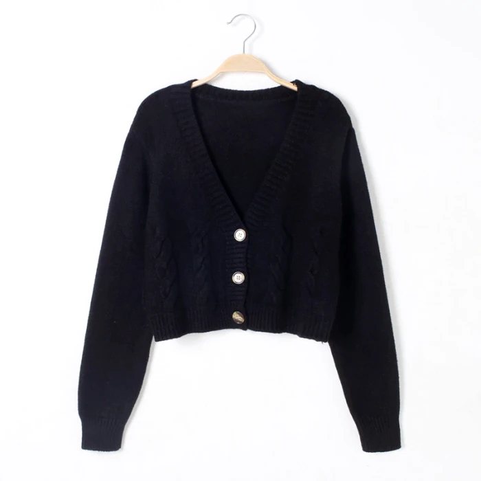 Short Style Single-breasted Knitted Cardigan