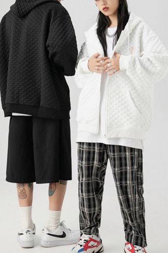 Waffle Coat Women Zip Up Hoodie Fashion Hoodie Vintage Harajuku Sweatshirt Jacket For Women Printing Casual Streetwear 2021 Fall