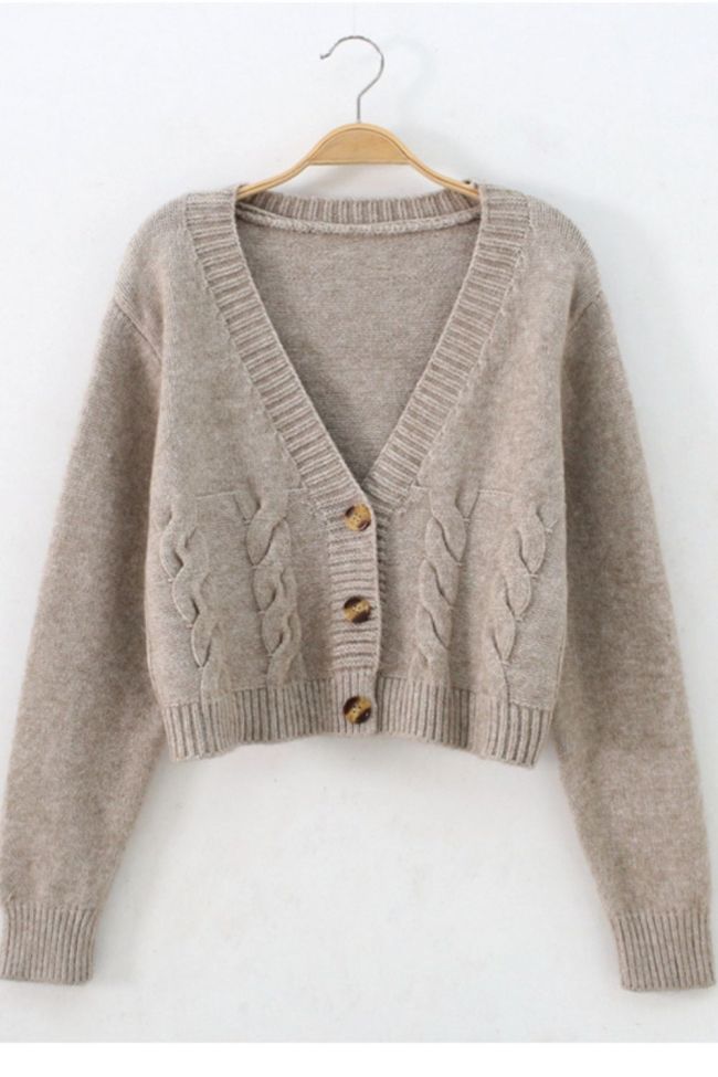 Short Style Single-breasted Knitted Cardigan