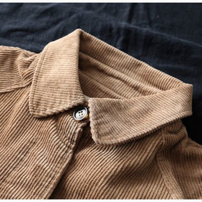 Fall 2021 new plus size corduroy long-sleeved women's mid-length loose corduroy retro literary cardigan jacket s576