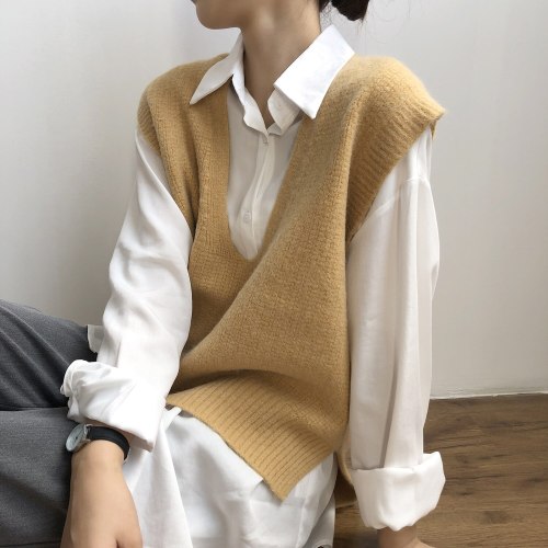 Women Loose Vintage Sweater Vest