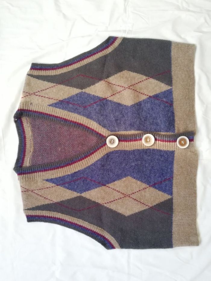 Women Fashion Plaid Patterns Single-Breasted Sweater Vest