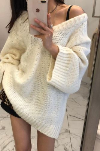 Maxi Female Sweater Women Winter Pullover Knitting Overszie Long Sleeve Girls Tops Loose Sweaters Knitted Outerwear Thick Sexy