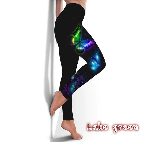 Butterfly print plus size yoga leggings High waist gym workout sport pants femme Fitness elastic seamless tights trousers
