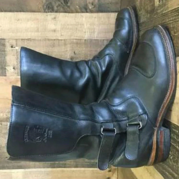 Men male man plus size mid-calf boots autumn warm matin shoe mens vintage PU leather zapatos de hombres personlizar zapatosM1093