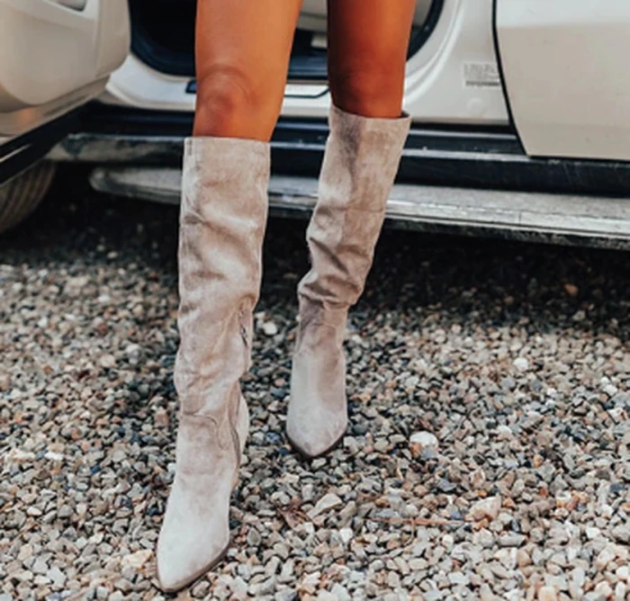 Pointed High Heels Shoes Woman Warm Leather Knight Shoe Chaussures Femme Zapatos Mujer Sapato Soft Women Knee High Boots K0212