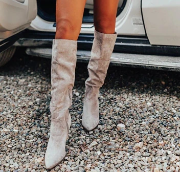 Pointed High Heels Shoes Woman Warm Leather Knight Shoe Chaussures Femme Zapatos Mujer Sapato Soft Women Knee High Boots K0212