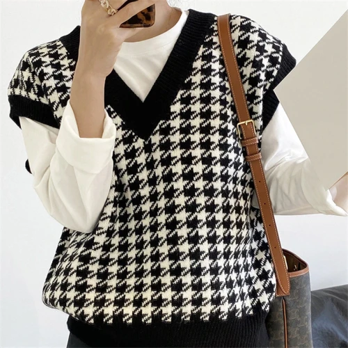 Women Autumn Korean Loose Vintage Sweater Vest