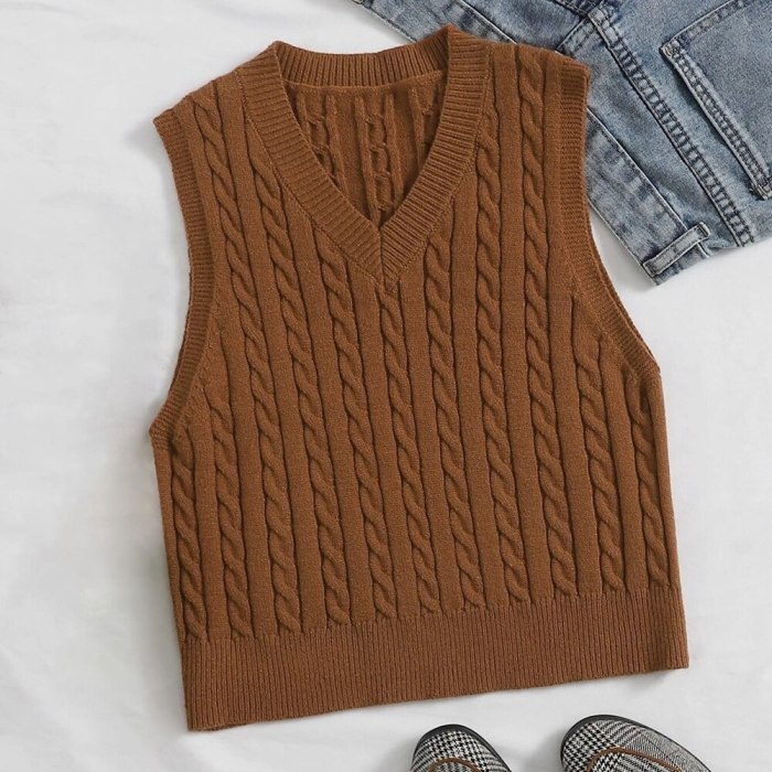 Autumn Plaid Knitted Casual Sweater Vest