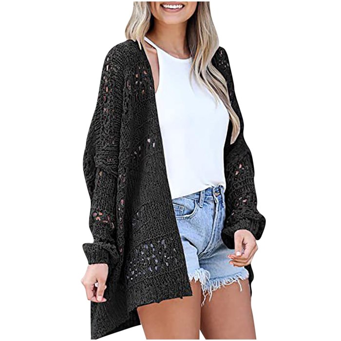Women Thin Loose Sweater Coat Solid Color Casual V-neck Sweater Loose Knit Cardigan Tops 2021