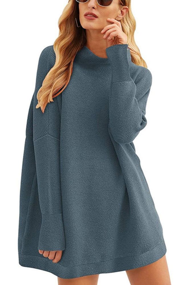 Autumn Winter Fashion Turtleneck Long Sleeve Women Sweatshirt Dress 2020 New 11 Color Loose Ladies Mini Dress Knitwear Pullover