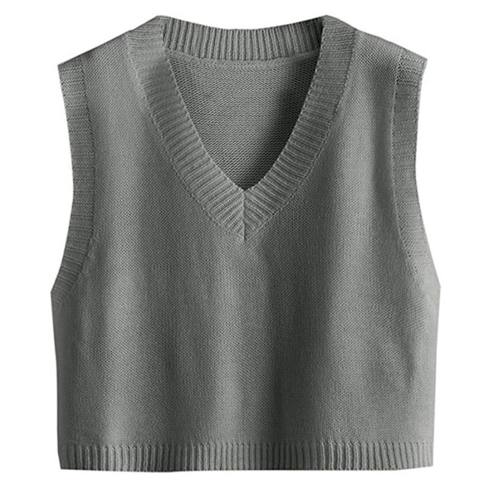 Casual Solid Loose Sweater Autumn Women's Vest Knitted V Neck Short Sleeveless Fashion Joker  Winter Outerwear M6162