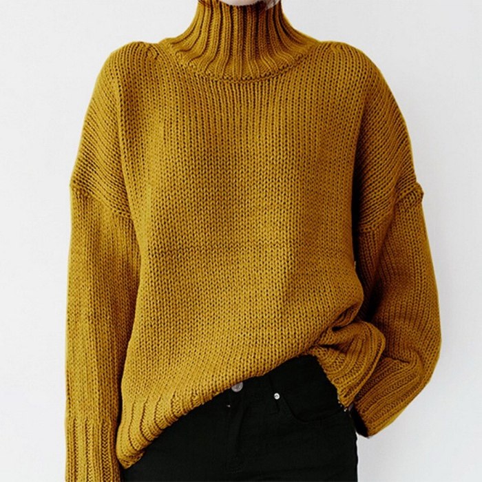 Autumn Women Knitted Turtleneck Sweater