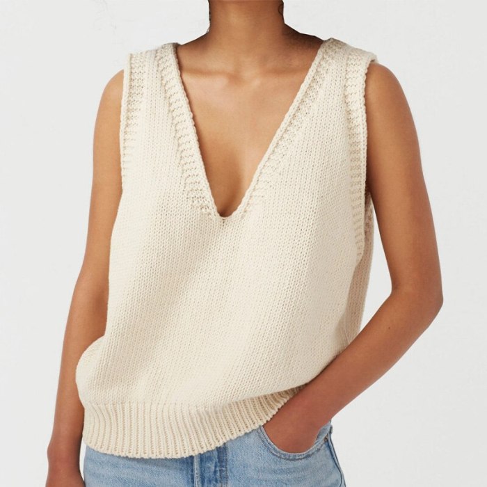 2021 Autumn Knitted Sleeveless Women's Vest V-neck Solid White Female Vests New Fashion Casual Ladies Sweater Top