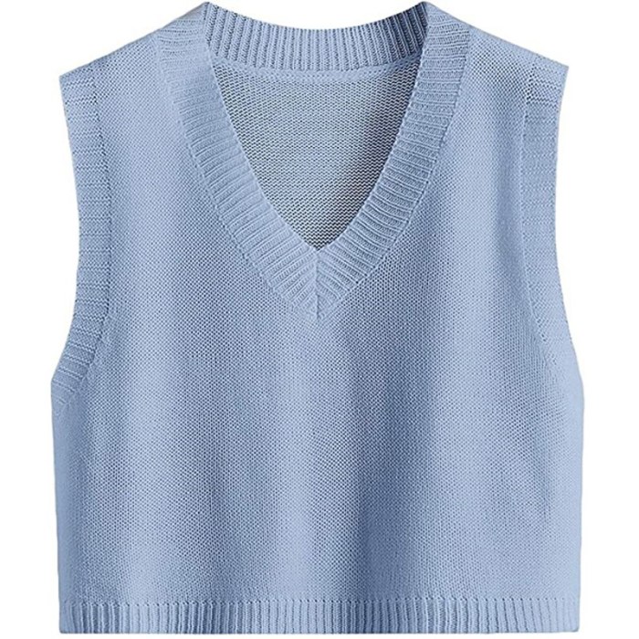 Casual Solid Loose Sweater Autumn Women's Vest Knitted V Neck Short Sleeveless Fashion Joker  Winter Outerwear M6162