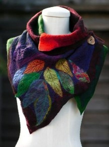 Women's Scarf Fashion Multi-color Printing Button Soft Wrap Casual Warm Scarves Shawls