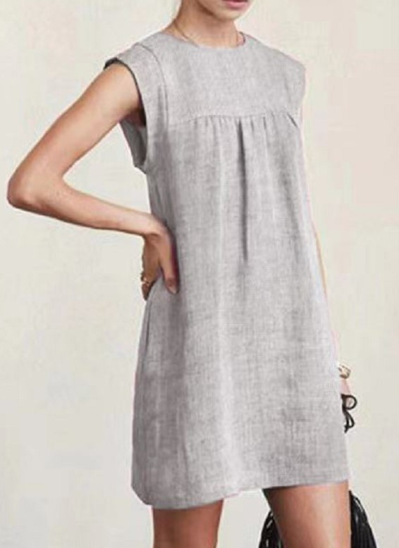2021 Spring and Summer Hot Loose Women's Casual Linen Cotton Linen Solid Color Dress Woman Dress