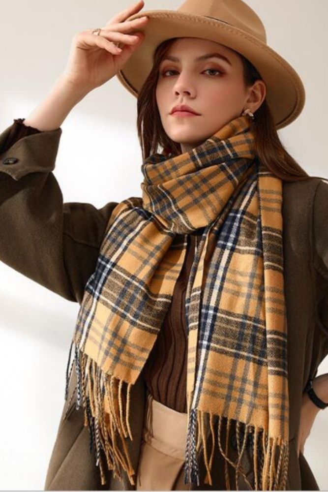 Autumn and Winter New Scarf Female British Bagh Bristled Cashmere Scarf Shawl Dual-use Thick Couple Scarf