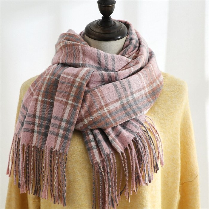 Autumn and Winter New Scarf Female British Bagh Bristled Cashmere Scarf Shawl Dual-use Thick Couple Scarf